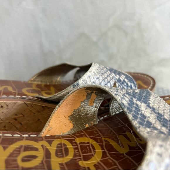 Sam Edelman Sandals Womens 10 Reid Cork Wedge Heel Slide Shoes Slip On Boho - Picture 5 of 15